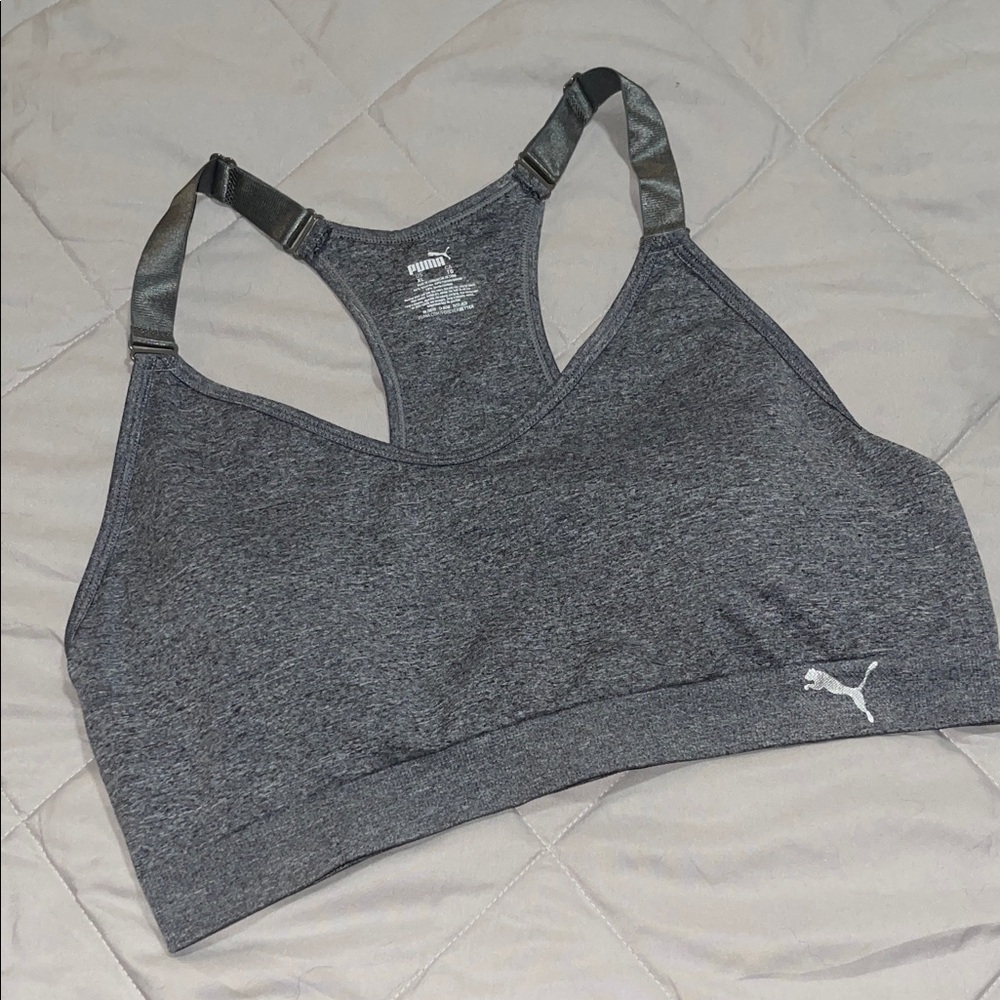 Puma Dark Heather Gray Racerback Sports Bra XL